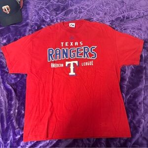 Majestic Vintage Faded Texas Rangers Red T-Shirt Mens 2XL